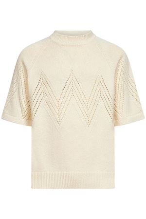 Cream white Cotton Pointelle T-Shirt JIL SANDER | J22GC0231J15462103